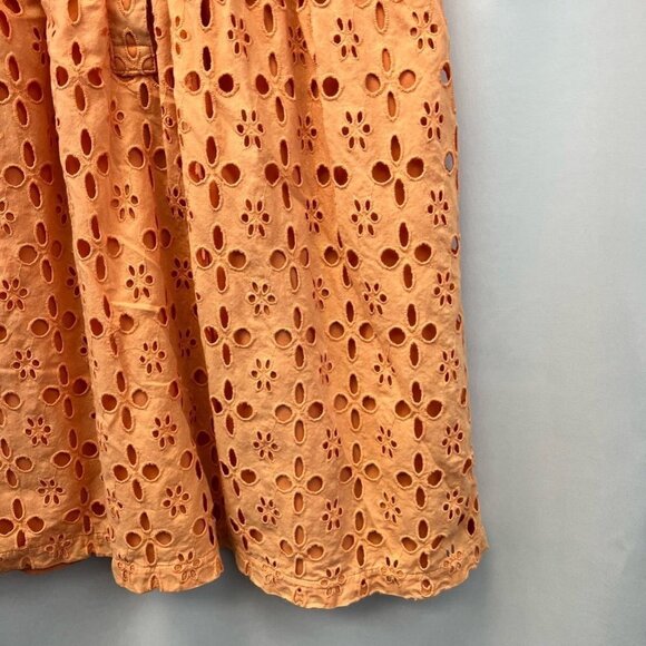 Outback Red Womens Fit & Flare Dress Orange Eyelet Button V Neck Short Sleeve 2 - Picture 8 of 11